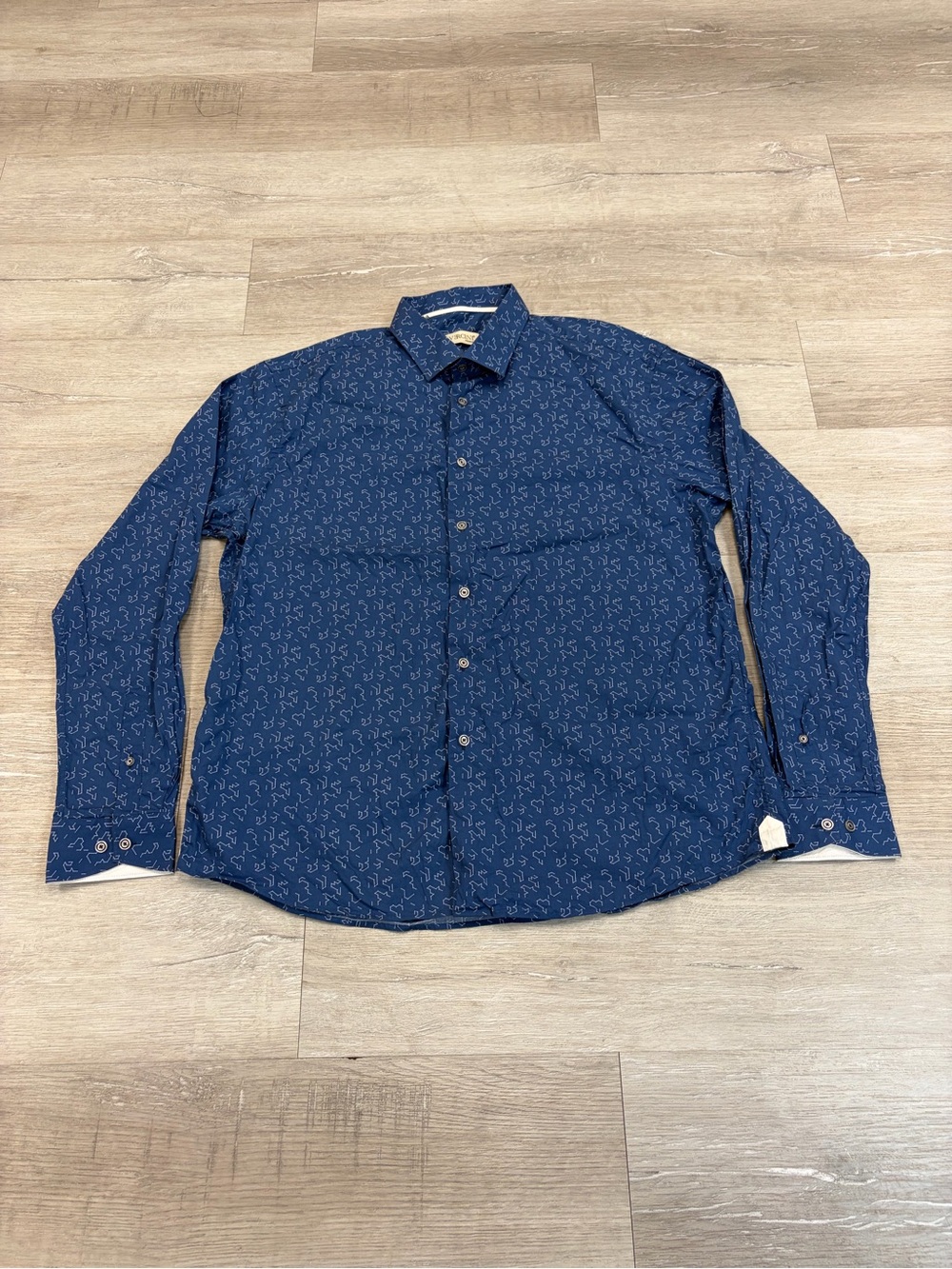 Men's Vercini Navy Patterned Button-Up Shirt
